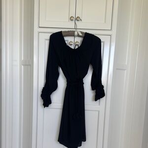 Kobi Halperin Black Cocktail Dress with Long Bishop Sleeves